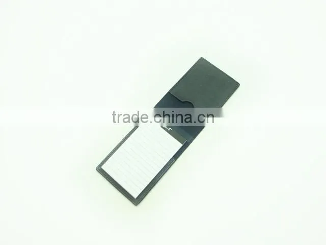Black Fashion Top Quality Bifold Mini Leather Portable Notepad Case