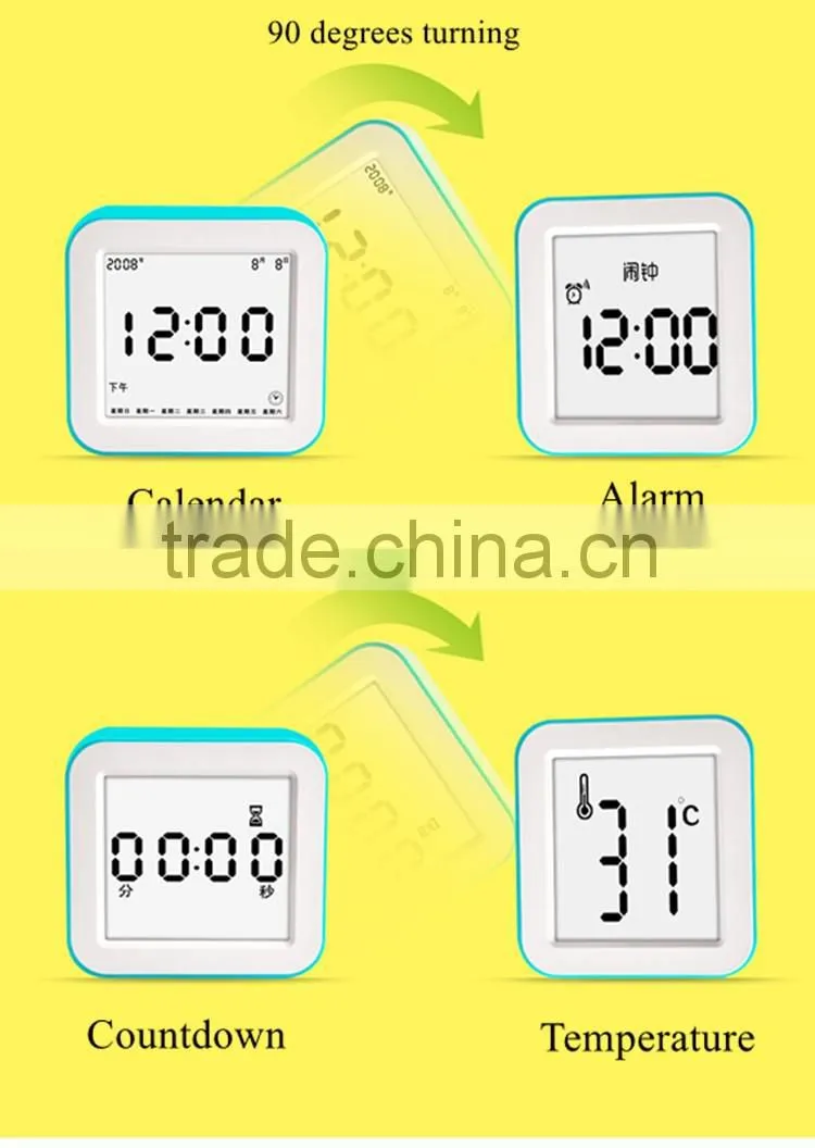 New Design Promotional Smart Digital Rotation Control Functions Auto ISO Night Light Bedside Electric Desk Calendar Clock