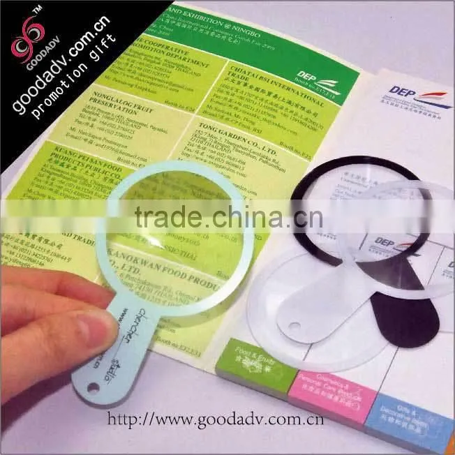 Credit card hand magnifiers glass/hand lens with calibration for promotion gift/plastic magnifying glass