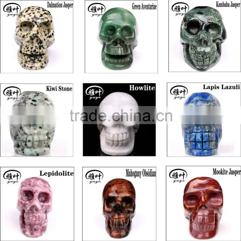 Wholesale 2inch Gold sand stone Handcrafts Skull Carving