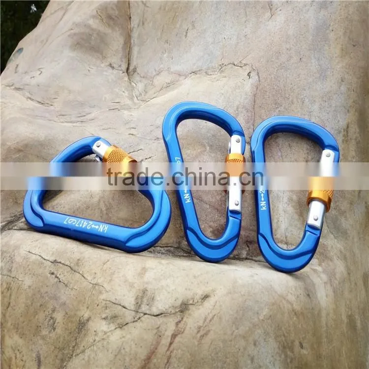 22KN high strength Aviation Aluminum thread lock carabiner clambing hook