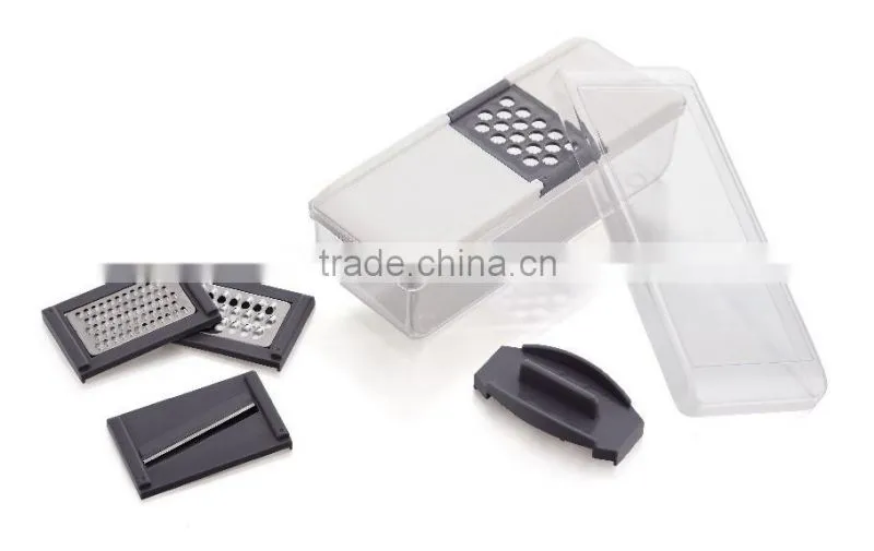 Multi-Blade Plastic Vegetable Grater with Container Kitchen Box Grater with Interchangeable Stainless Steel blade