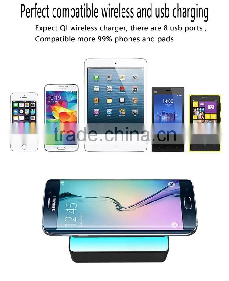 Multi-port usb wireless charger qi charging dock station for Samsung galaxy s7