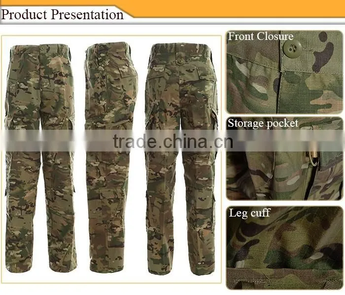 Army combat uniform ripstop cargo pants 65/35 polyester cotton material multicam camo pants