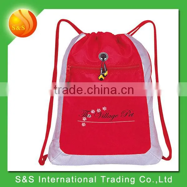Bright nice design drawstring shoe bag with zipper pocket and CD holder