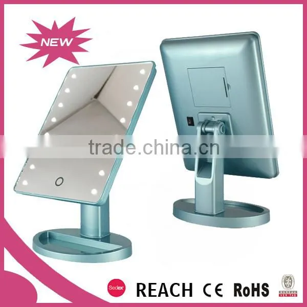 lighted single side square table makeup mirror/multi function cosmetic mirror