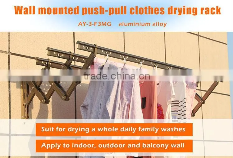 Hot sale aluminium alloy wall mounted push-pull clothes drying rack