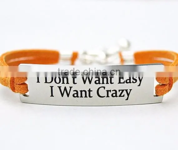 OEM factory I want crazy Inspirational Charm Bracelet Stainless Steel