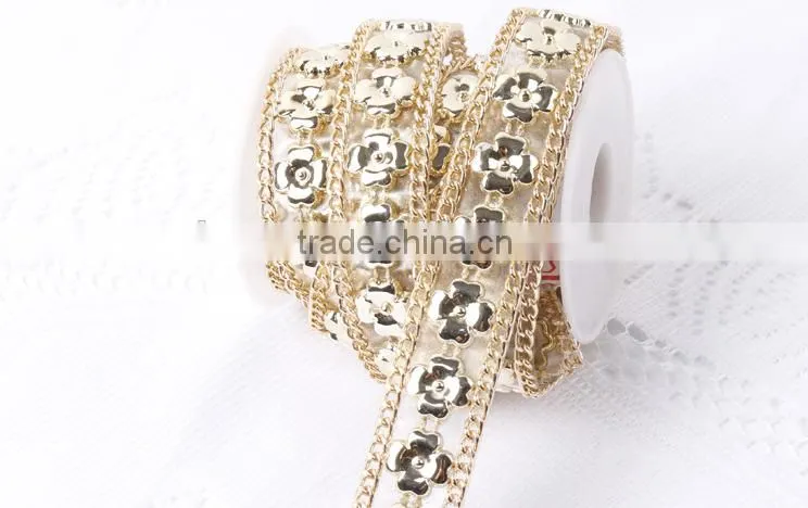 Cheap Rhinestone Trim Alloy Chian Base Glue