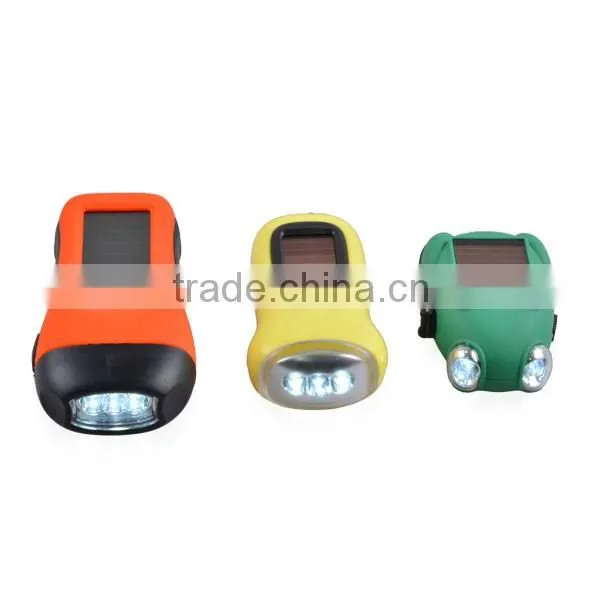 Hand crank emergency Dynamo Solar 3 LED Hand Rechargeable Flashlight