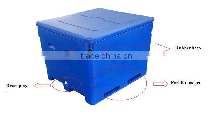 Rotomoulded Plastic fish cooler, fish container, cold storage fish box