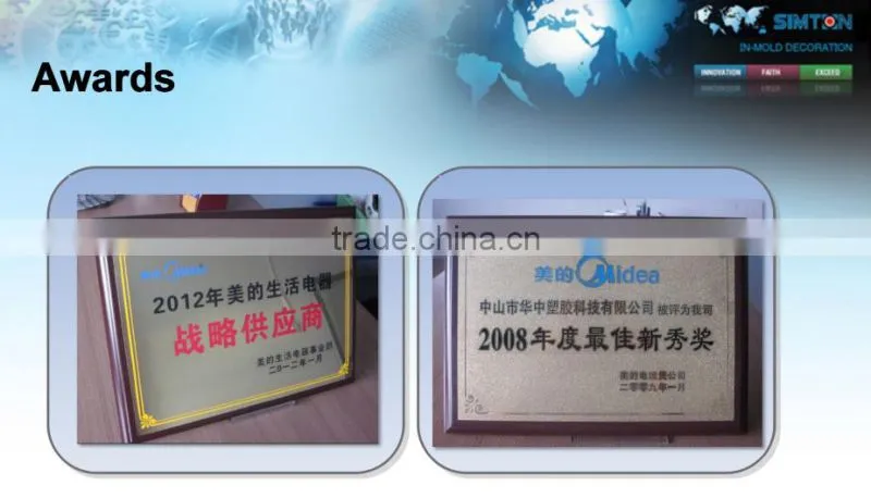 Hot selling good quality IML/IMD custom for home appliance accessory