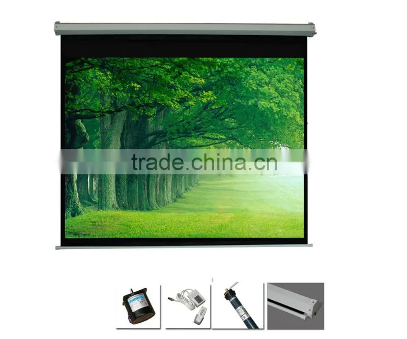 motorized style electric projector screen,aluminum case,matte white projection screen