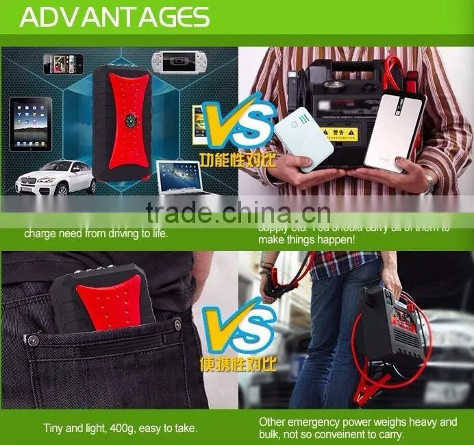 New products 7500mah waterproof multi-function auto emergency start power with 4 usb output with compass