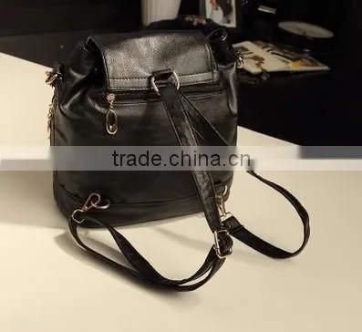 European style fashion backpack cool lady black backpack high quality PU backpack