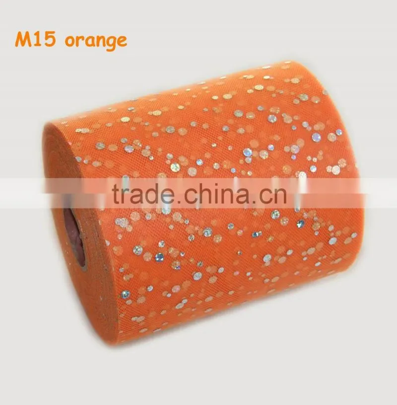 shining sequin Polyester tulle 6 inch x 100 yards spool glitter wedding facbric home decoration material