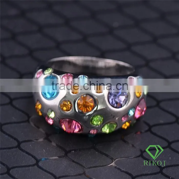 multi-color austrian crystal 18k white gold GP o ring