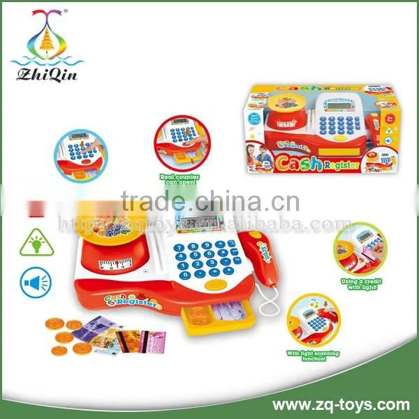 Funny supermarket cashier desk toy preschool toys cash register machine for wholesales