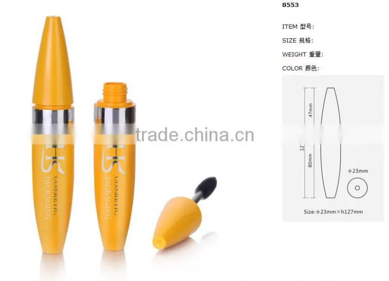 Bullet Shape Yellow Mascara Container With Brush