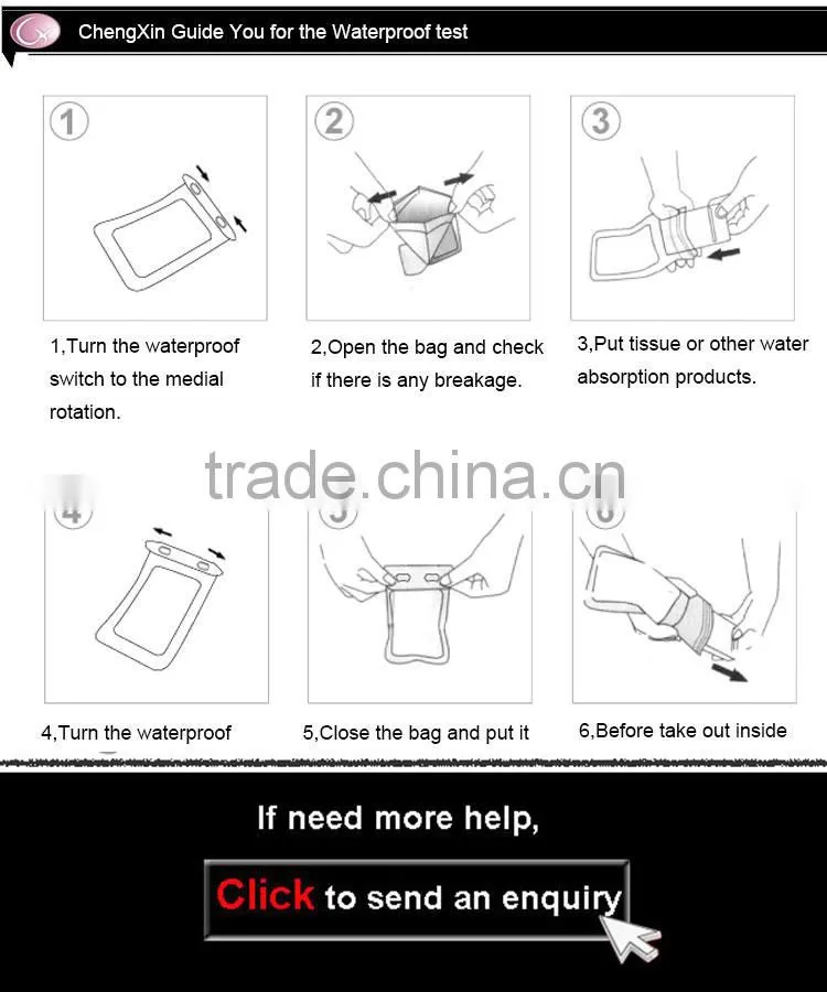 PVC swimming cell phone waterproof bag for iphone 6