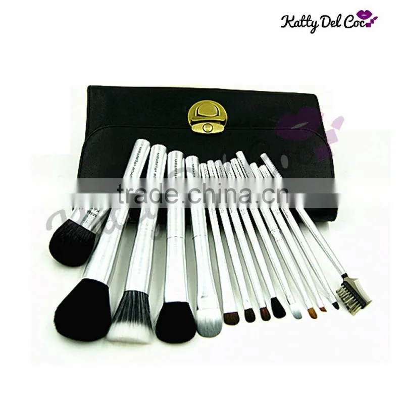hottest 14PCS silver makeup brush shaving brush powder brush Goat hair