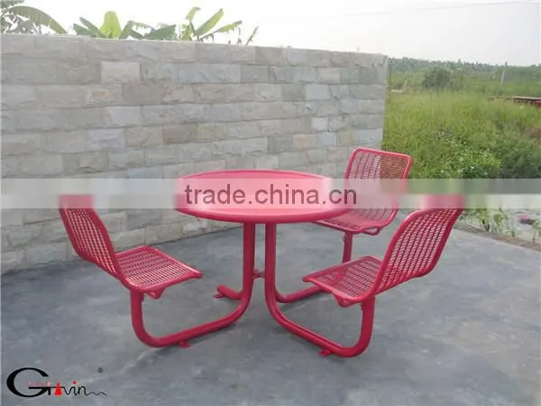 Metal outdoor picnic table chair set with umbrella hole
