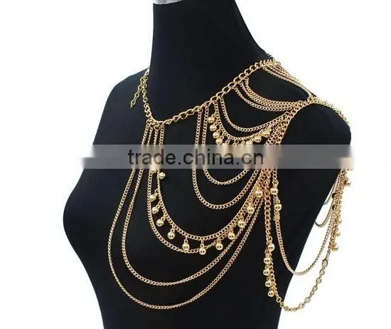 2016 Wholesale new design fashion Multilayers tassel ladies BIkini body chains
