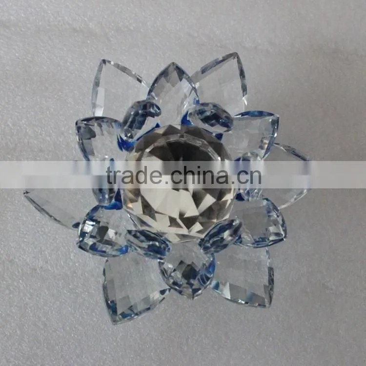 wholesale Clear blue lotus glassware for decorative