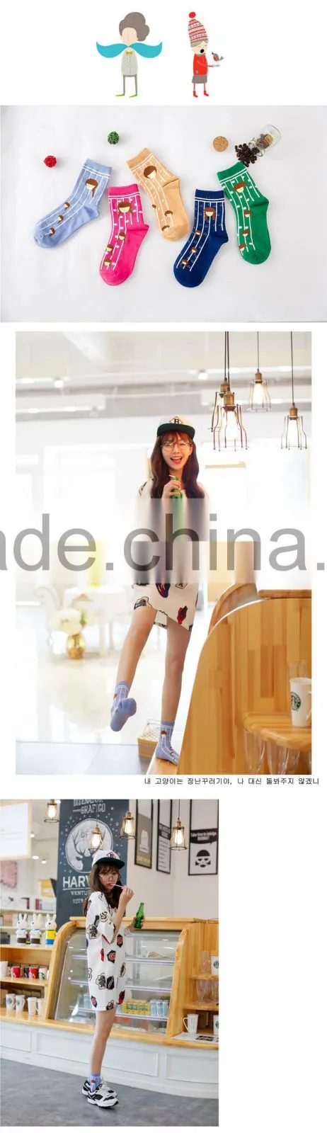 New Winter or autumn cotton socks pretty young girls pattern socks young girls tube socks