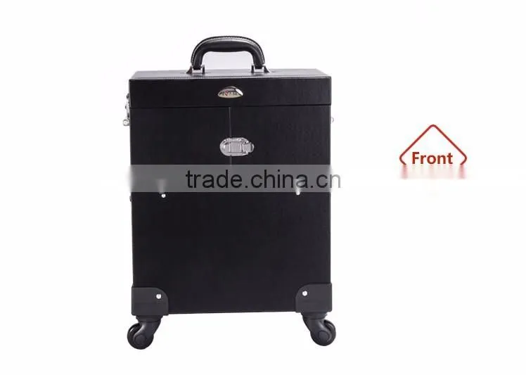 Wholesale Plastic PVC Travel Cosmetic Bag Light Trolley Makeup Case With External Wheel