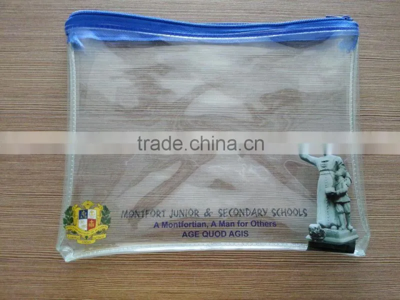 PVC clear zipper bag with client's logo printing