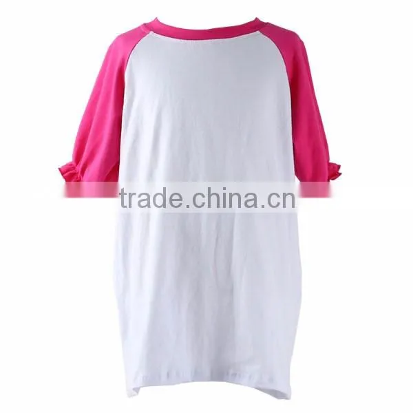 2016 fashion infant, toddler, children clothing cotton ruffle raglan shirt 3/4 sleeve casual shirt