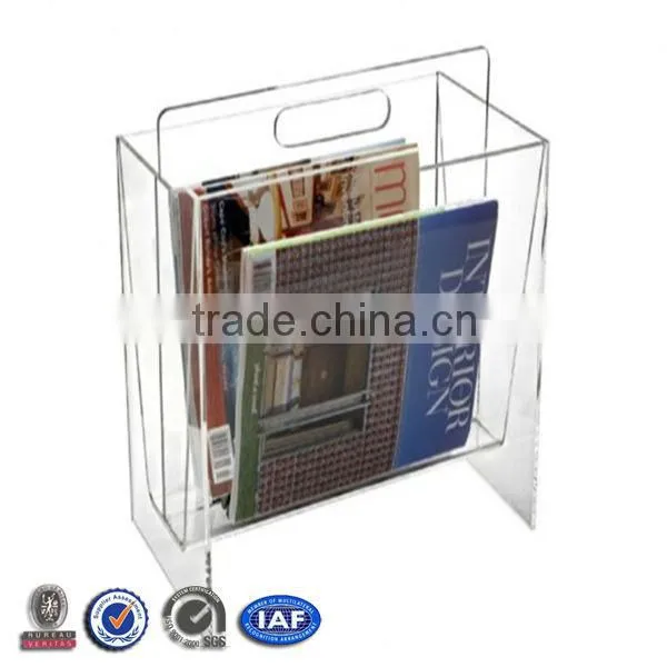 Custom clear acrylic folder /document/ office brochure rack with business card pocket