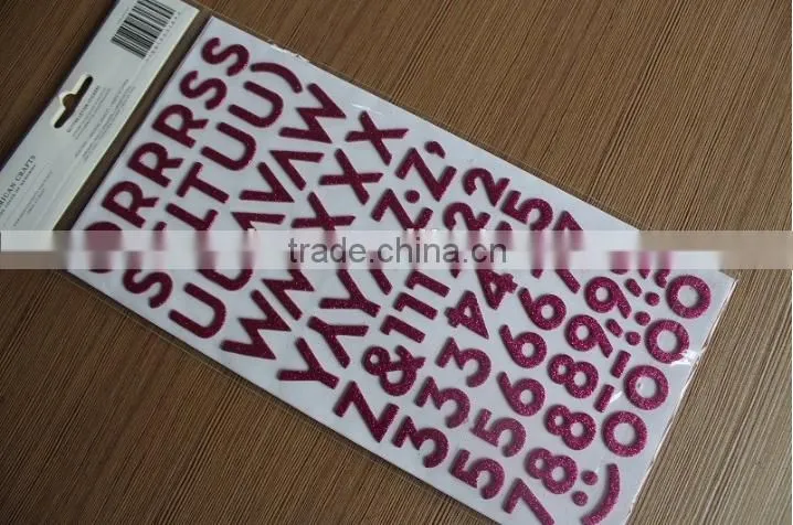 Colored glitter letter number stickers