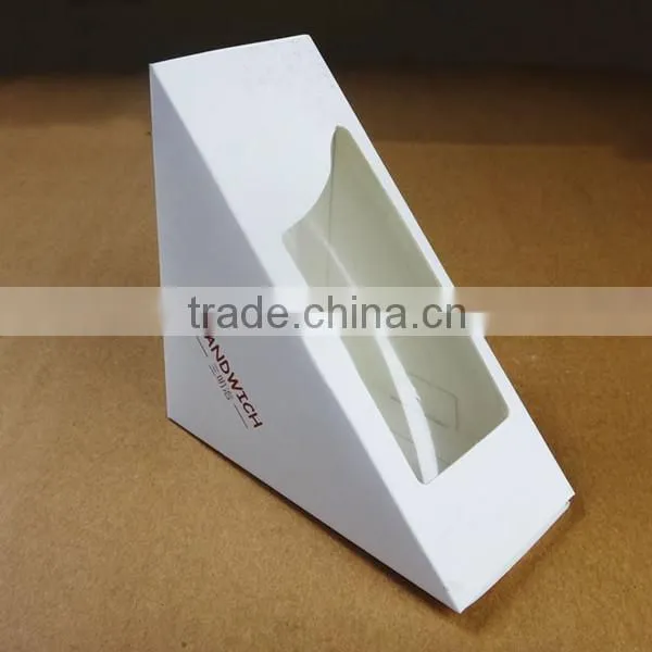 brown kraft paper Custom Logo Design Triangle Paper Sandwich Box with PP Window