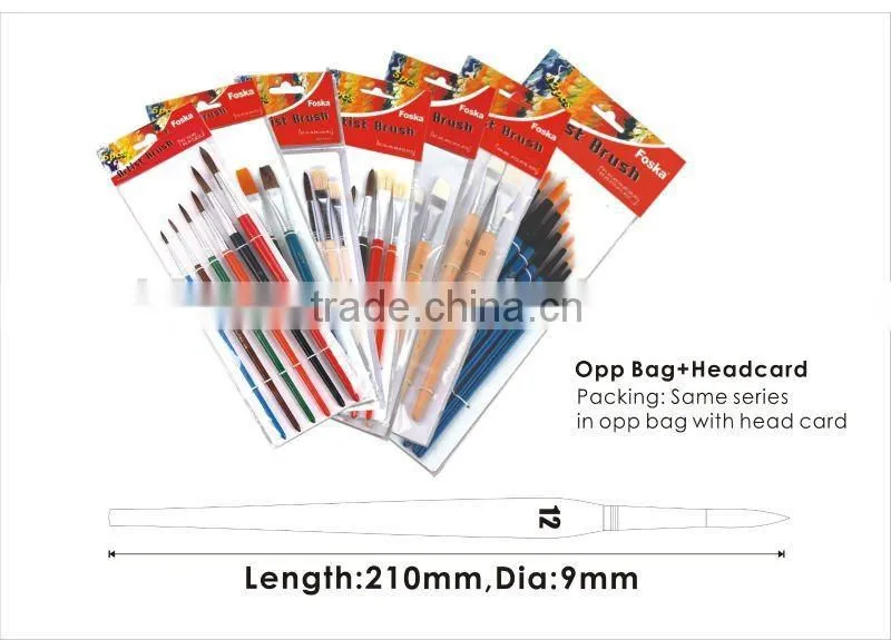 6pcs Nylon Hair Wooden Handle Artist Brush/professional artists painting brushes