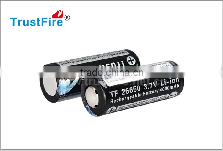 TrustFire rechargeable lithium battery 26650 li-ion battery 4000mAh ICR 3.7v rechargeable battery