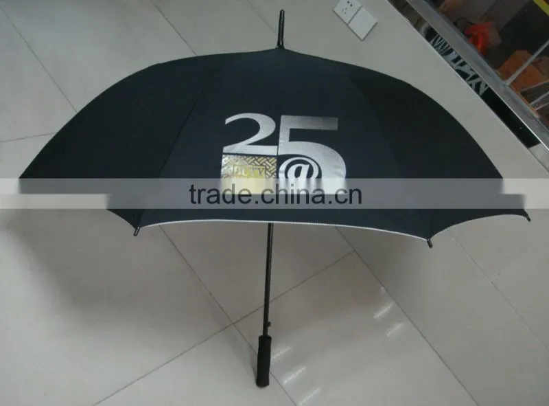 black automatic best promotional golf fiberglass umbrella with logo