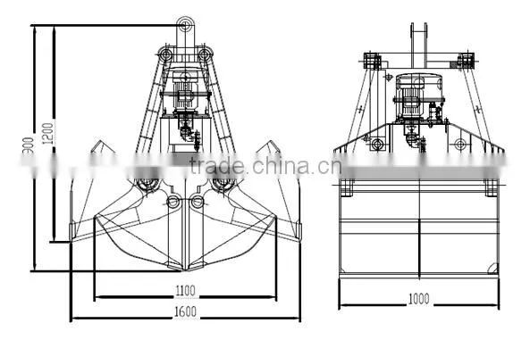 Electric Hydraulic and Mechanical Grab Bucket for Crane, 1~20t Crane Grab + +