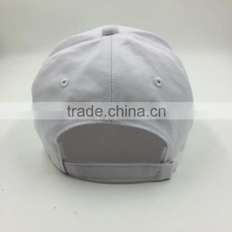 wholesale customize 100% cotton 6 panel white baseball cap