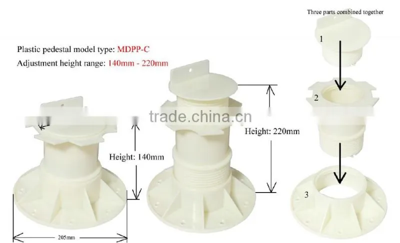 ABS material white adjustable plastic floor support pedestals