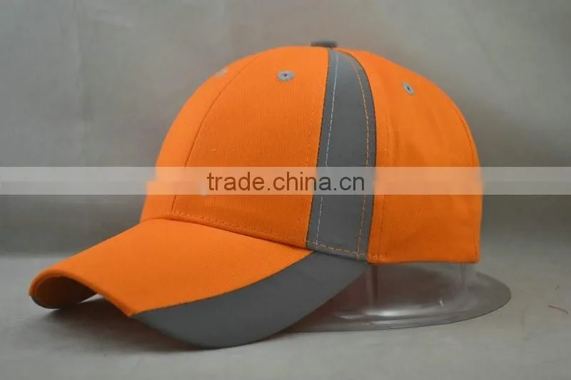 3M light-reflecting neon orange cap 8 panels cap 58cm for adult with velcro adjust back.