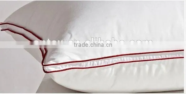 Cotton Gray Piping White Duck Down Gusset Pillow