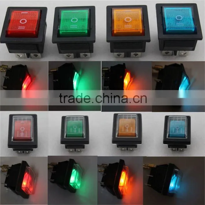 FILN KCD4 12V 24V 110V 220V Blue 6 pin 3 pole lighted rocker switch