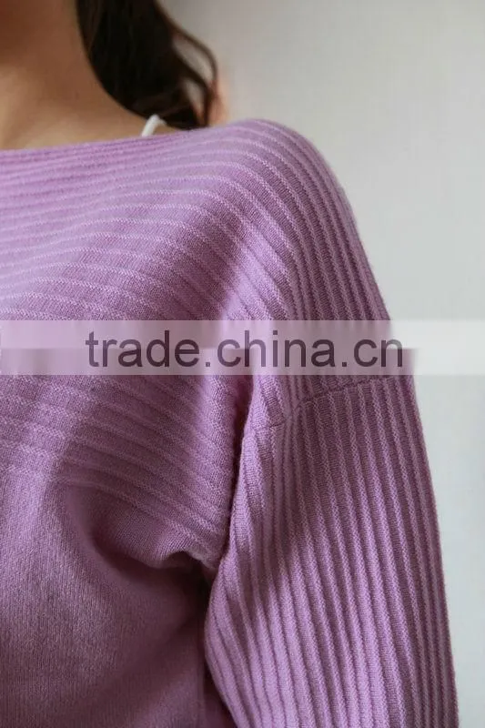 Ladies pure cashmere boat neck sweater