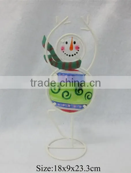 2014 new iron and glass candle holder for Chrismas day