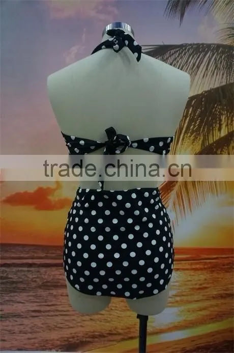 2016 Dot Print Halter High Waist Bikini For Mature Women