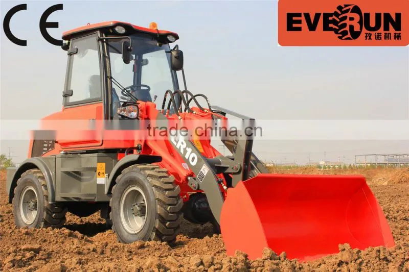 Everun new ER10 small Wheel loader CE certificated with snow bucket/snow blade