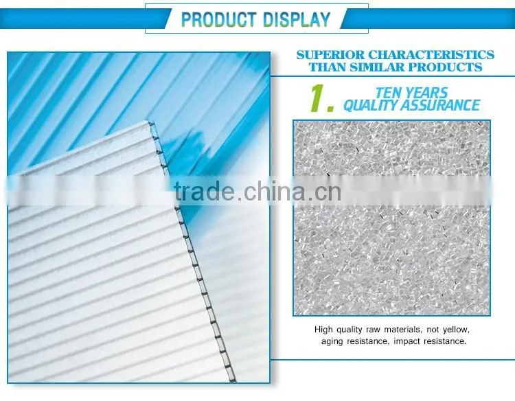 Glittering and translucent multi-wall sheet & PC sheet for warrenty 10years