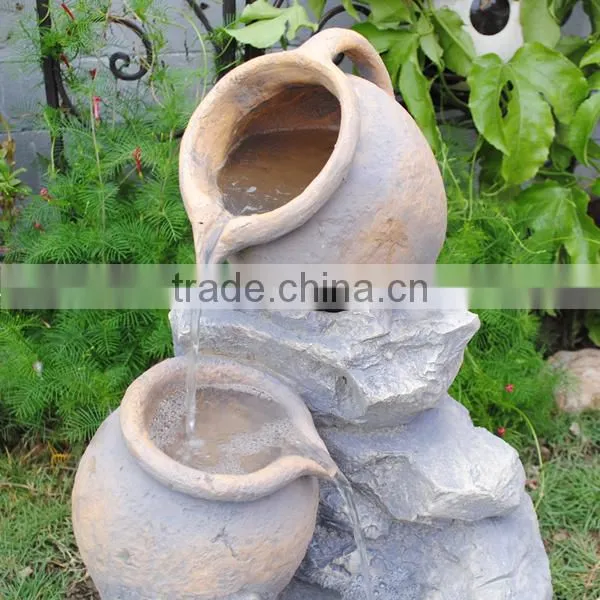 Popular resin garden outdoor water fountain with pots